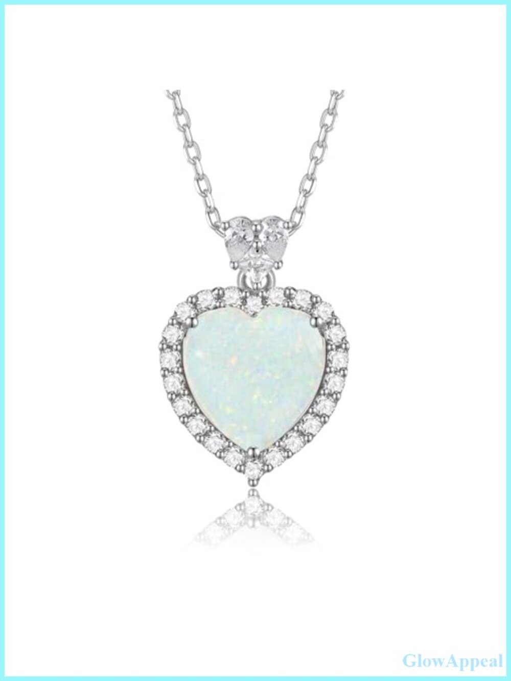 925 Sterling Silver Lab-Created Opal Heart Pendant Necklace Adjustable